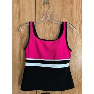 LL Bean pink Colorblock running swim top tankini size 10